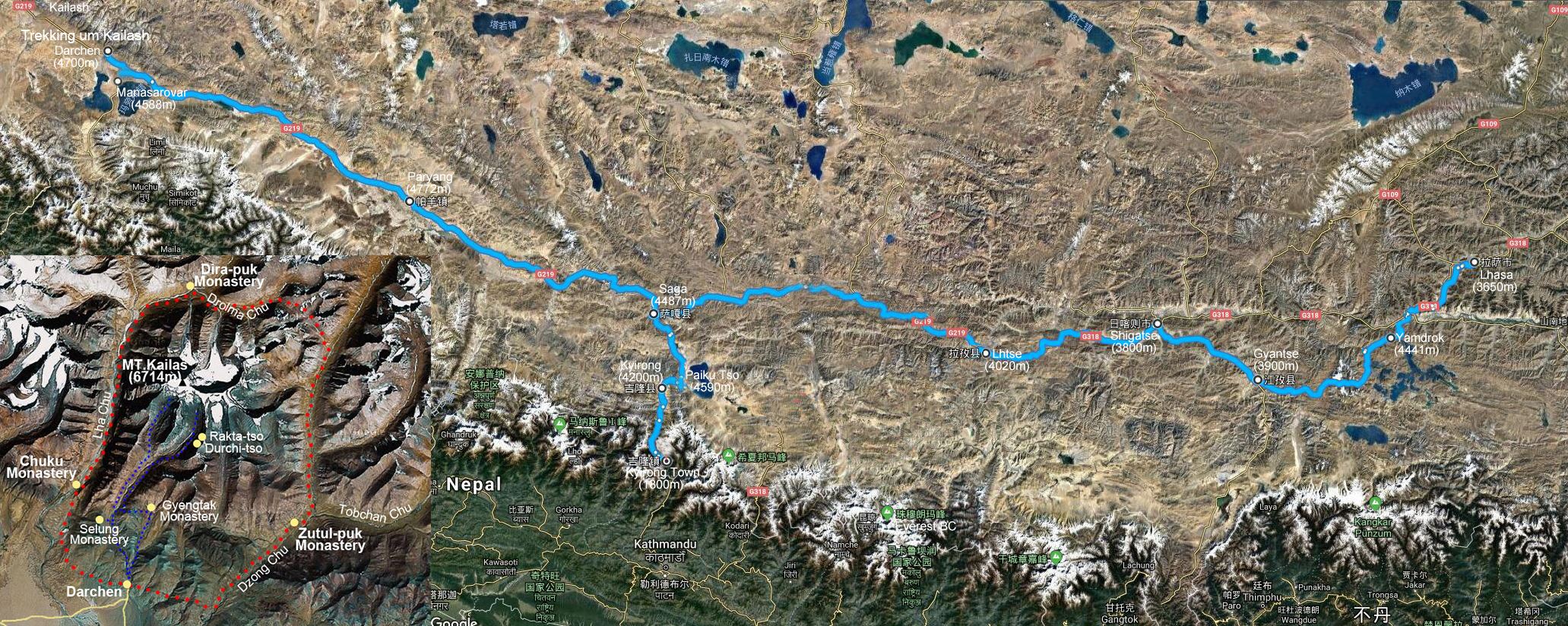 Overland Travel from Tibet to Nepal with Trekking around Kailash
