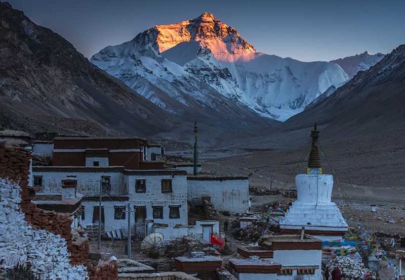 Rongbuk Monstery and Mountain Everest