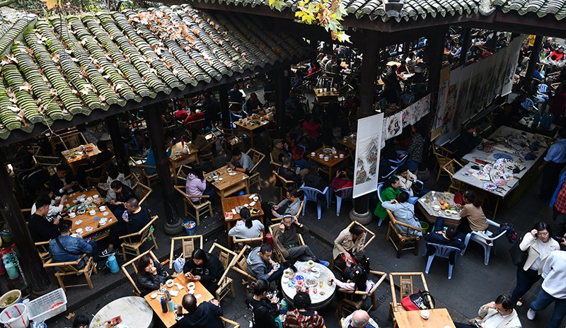 Teahouse in Renmin Park in Chengdu